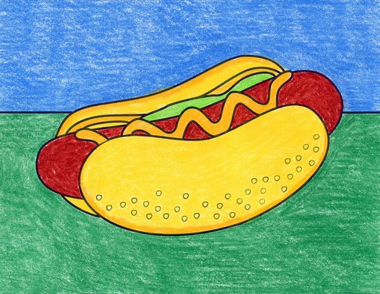 how to draw hot dog
